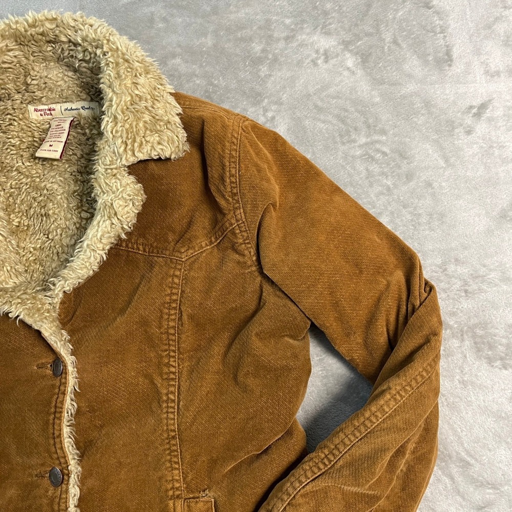 Vintage Abercrombie & Fitch Penny Lane Womens M Sherpa Lined Velvet Jacket Brown - Picture 2 of 12